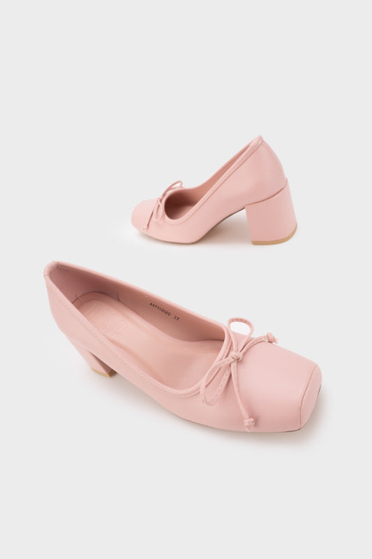 BALLERINA HEEL PUMP WITH BOW