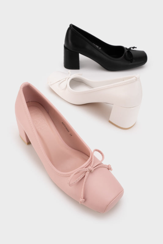 BALLERINA HEEL PUMP WITH BOW