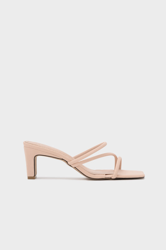 STRAPPY SCULPTURE HEEL SLIDE