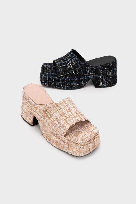 TWEED WEDGE HEEL SLIDE