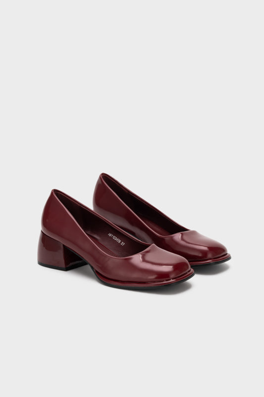 SQUARE TOE CHUNKY LOW HEEL PUMP - Nose