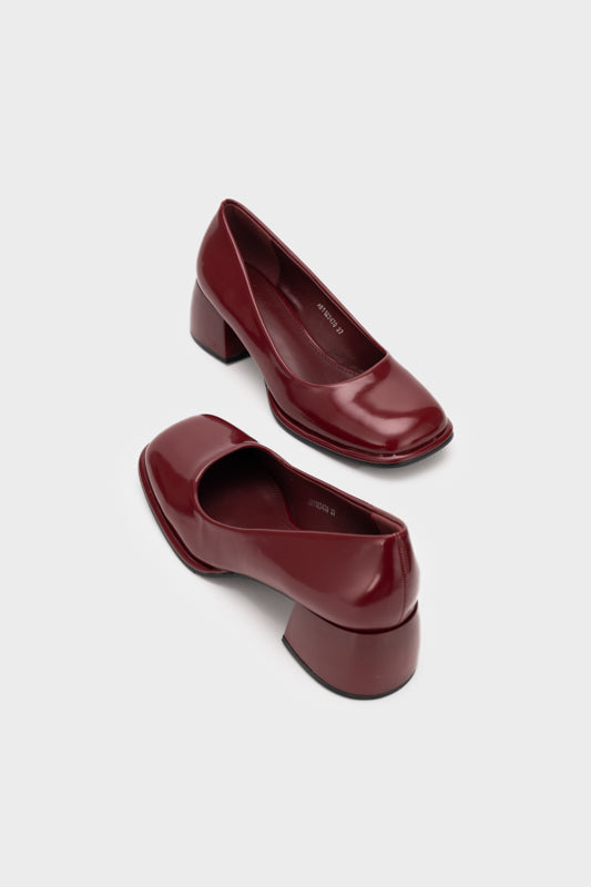 SQUARE TOE CHUNKY LOW HEEL PUMP - Nose