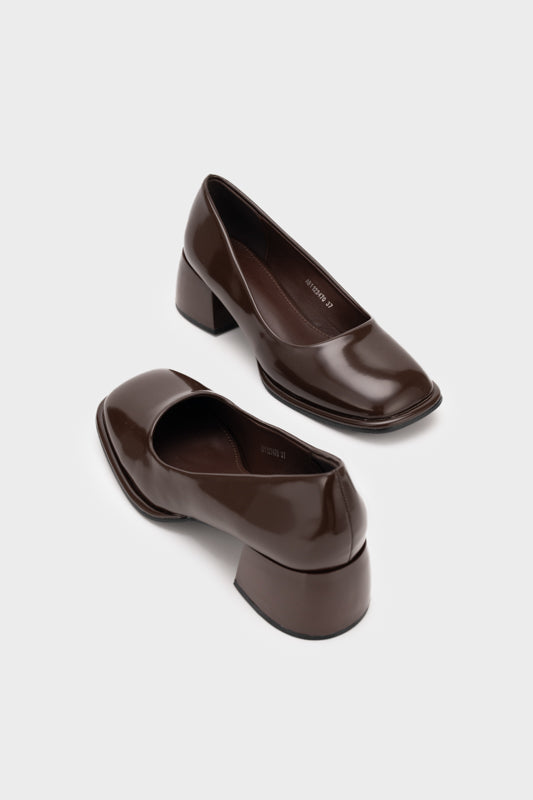 SQUARE TOE CHUNKY LOW HEEL PUMP - Nose