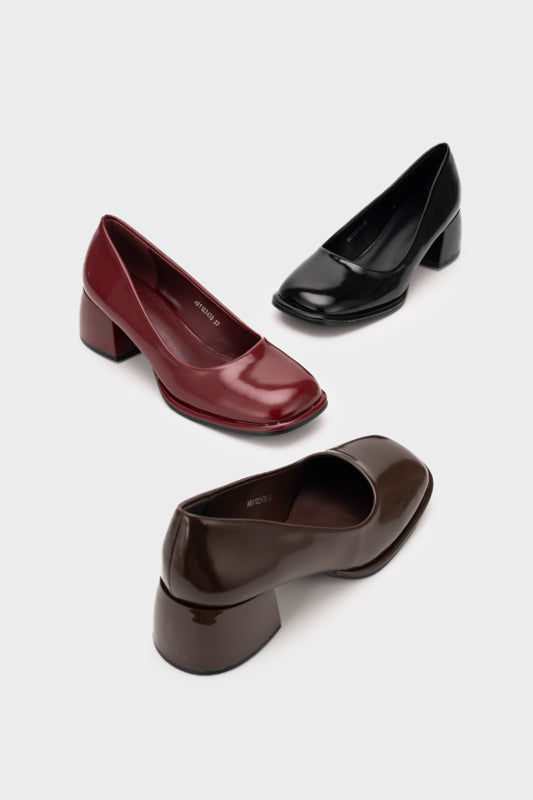 SQUARE TOE CHUNKY LOW HEEL PUMP - Nose