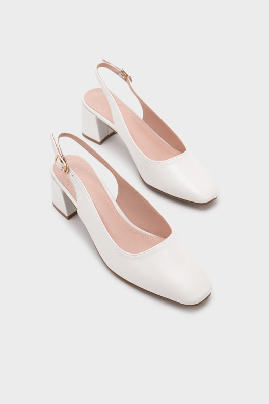 SQUARE TOE CHUNKY SLINGBACK HEEL - Nose