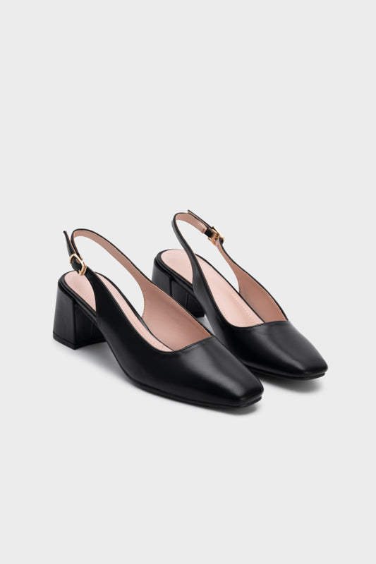 SQUARE TOE CHUNKY SLINGBACK HEEL