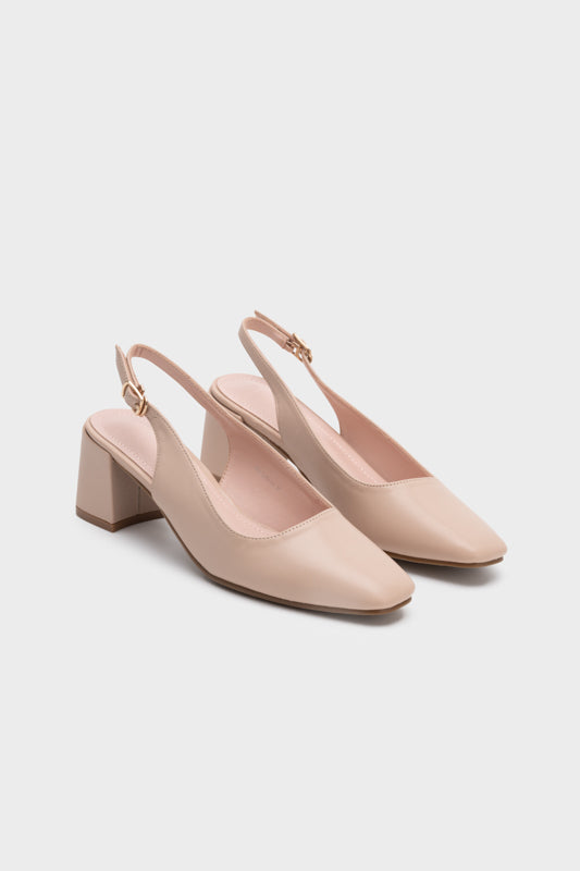 SQUARE TOE CHUNKY SLINGBACK HEEL - Nose