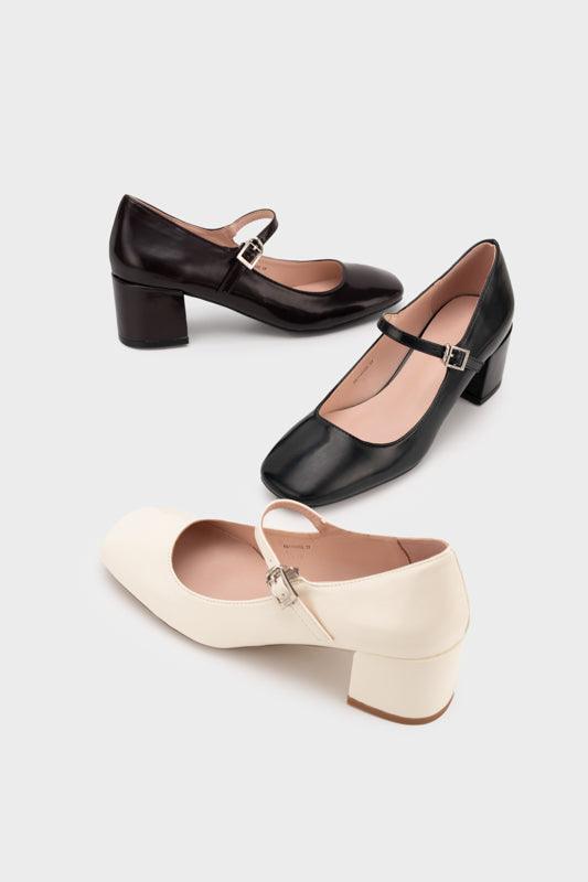 MARY JANE SQUARE TOE CHUNK HEEL PUMP