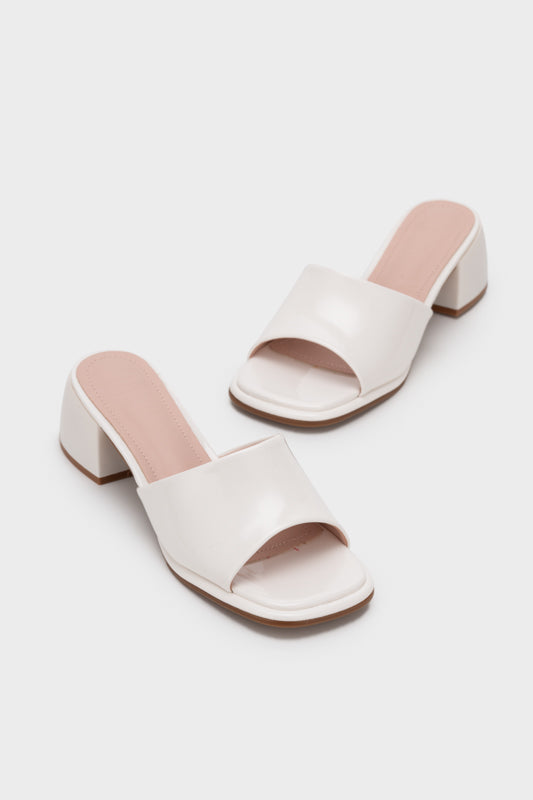 SQUARE TOE CHUNKY LOW HEEL SLIDE