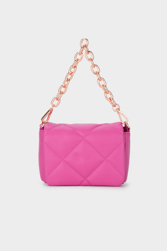 QUILTED PADDED CHAIN CROSSBODY BAG