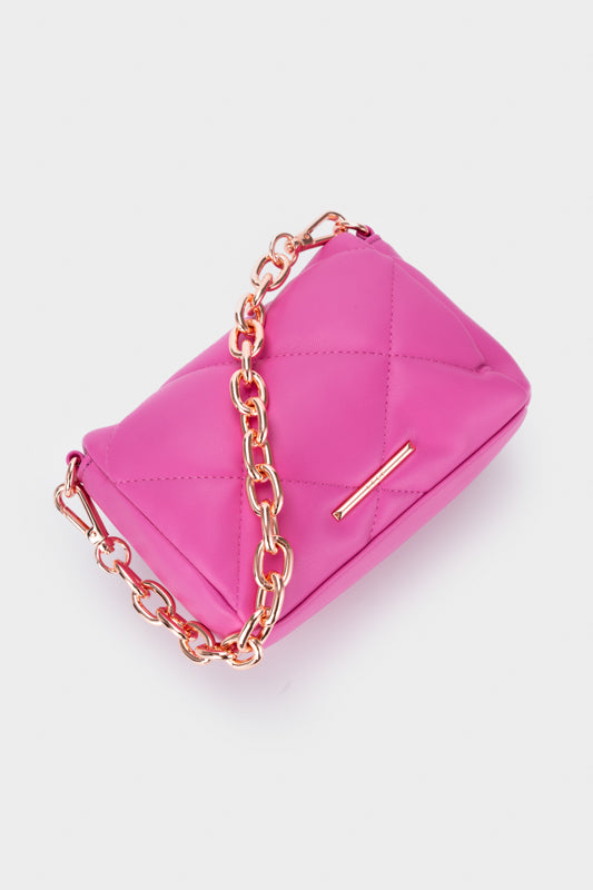 QUILTED PADDED CHAIN CROSSBODY BAG