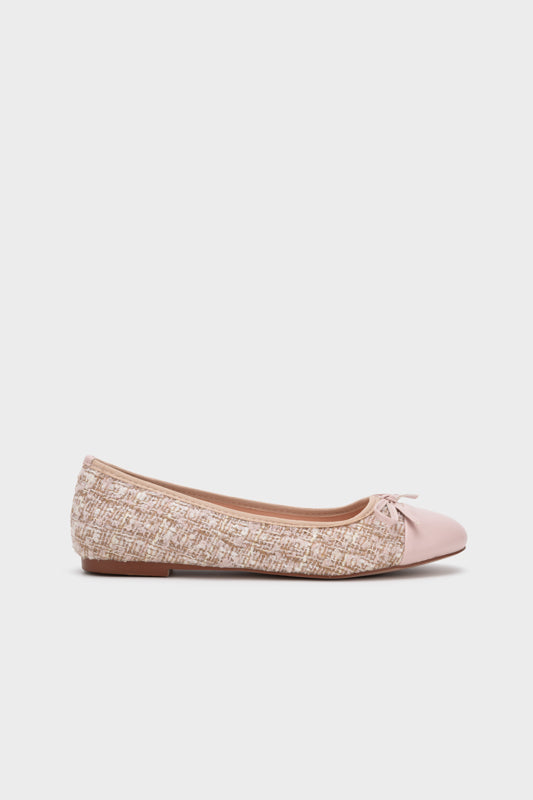 TWEED ROUND TOE BALLERINA FLAT