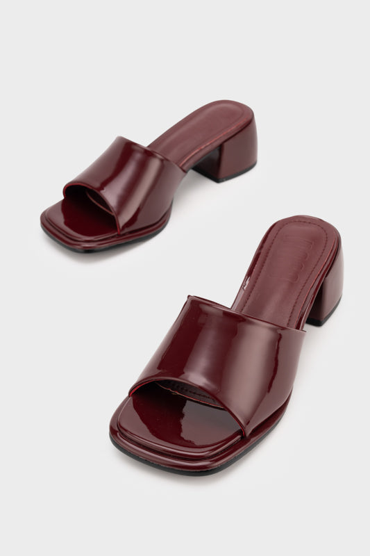 SQUARE TOE CHUNKY LOW HEEL SLIDE